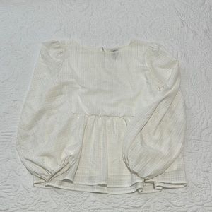 Size Medium White Checked Peplum Top
